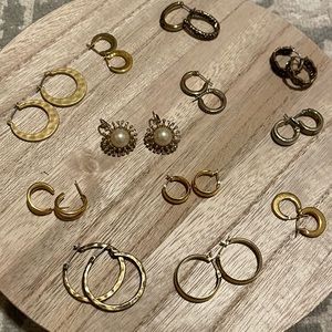 Gold Hoop Earring Set of 12